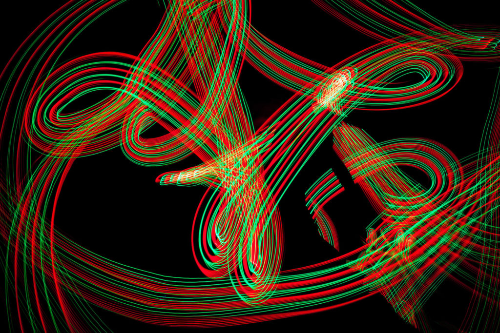 Photo of swirling lights to represent data