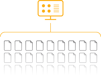 Diagram showing computer with many contract icons